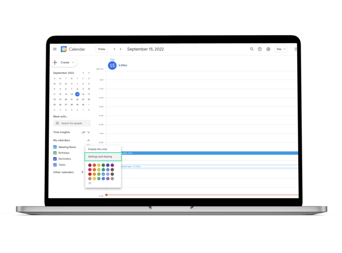 Room calendar sharing for coworking spaces